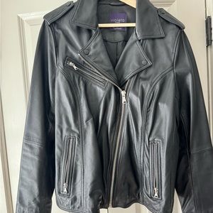 Violeta by mango (plus size line) genuine leather moto jacket